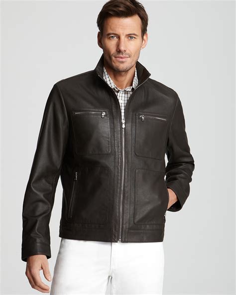 michael kors perforated leather jacket|Michael Kors leather motorcycle jacket.